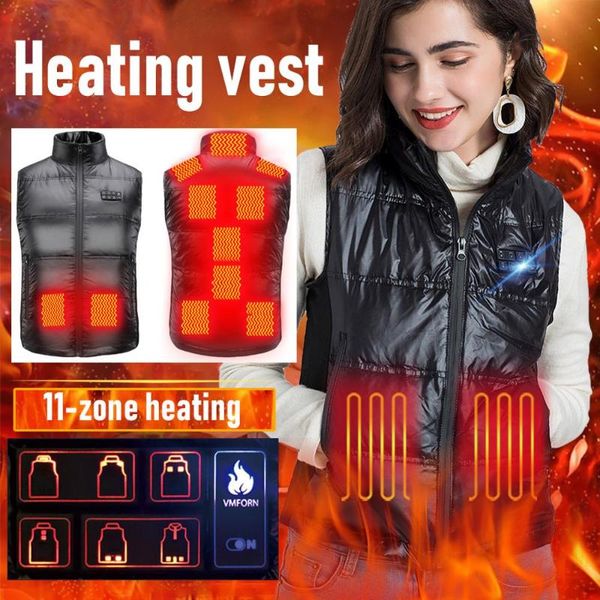 2020 new 11 zones heating clothes men women intelligent temperature control electric heating vest full body charging vest, Gray;blue
